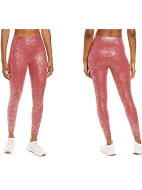 SWEATY BETTY Goddess 7/8 Workout Leggings in Red Terrazzo Foil Print Size S